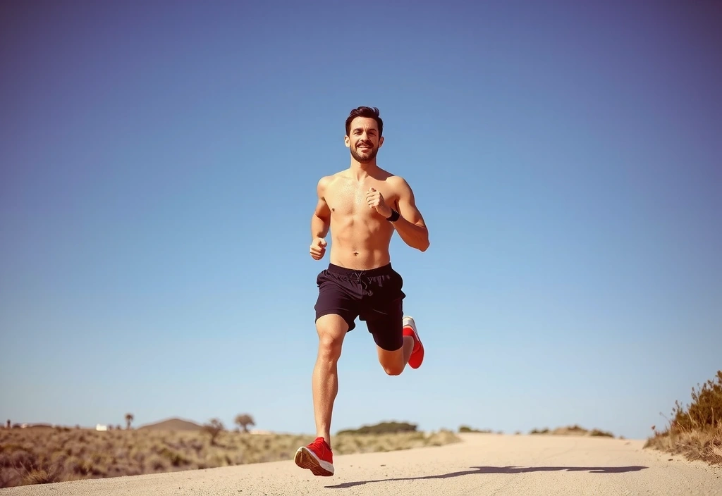 Man running with high energy